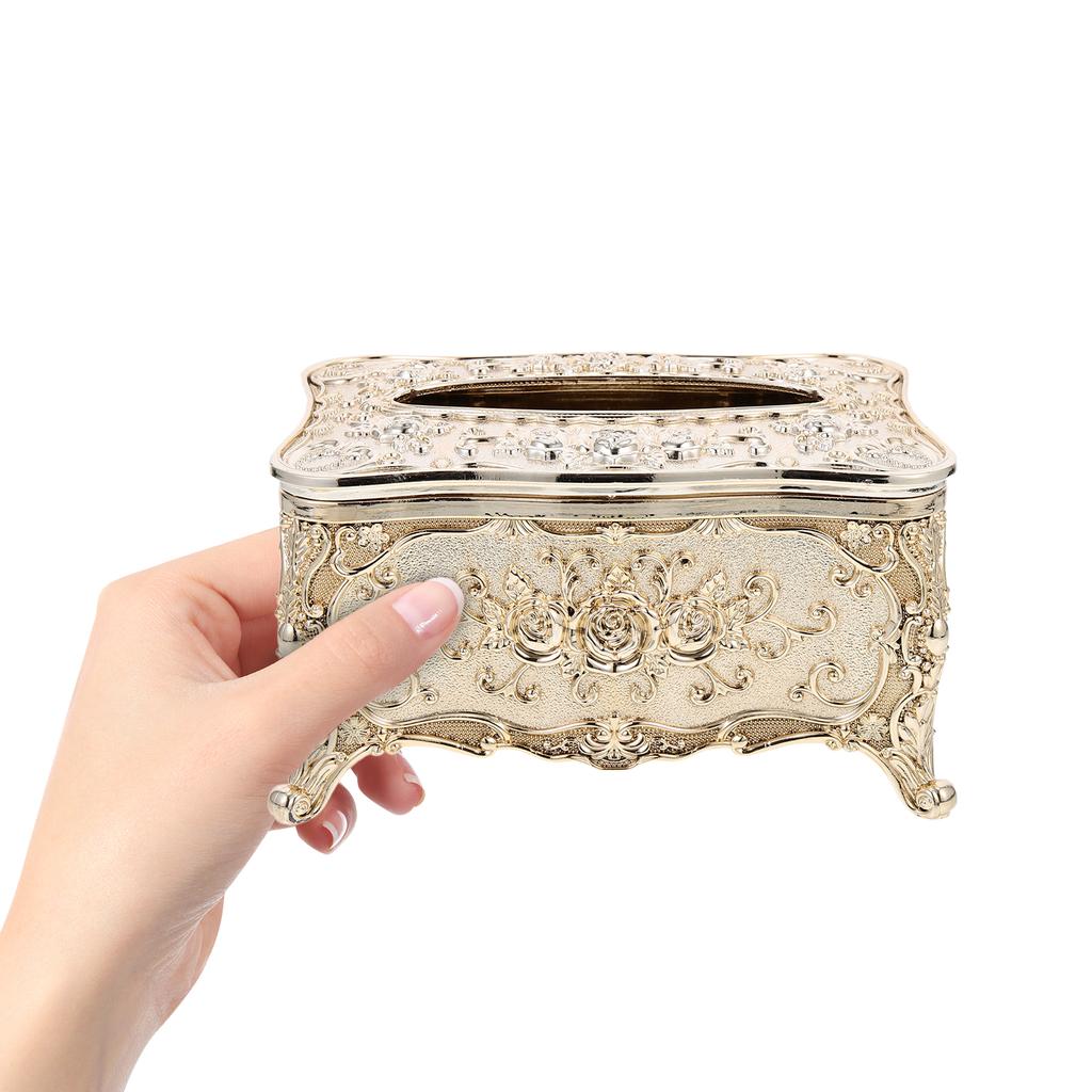 Luxury Gold Plated Tissue Box Retro Style Acrylic Napkin Holder for Living Room Office Decor Vintage Paper Towel Dispenser