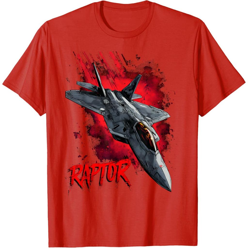 Fighter Jet Raptor Graphic T-Shirt Men S Casual Round Neck Cotton Short Sleeve