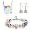 Ensemble Collier et Boucles d'Oreilles Cristal Géométrique Couleur Aurore Pour la Mode Féminine