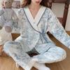 Plus Size Maternity Kimono Pajamas - Autumn/Winter Cotton for Postpartum & Breastfeeding