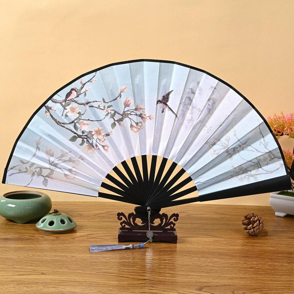 Folding Fan In Ancient Style for Boys, Dragon Design, Student Style, Bold Black Double-Sided Summer Plastic Fan, New Model