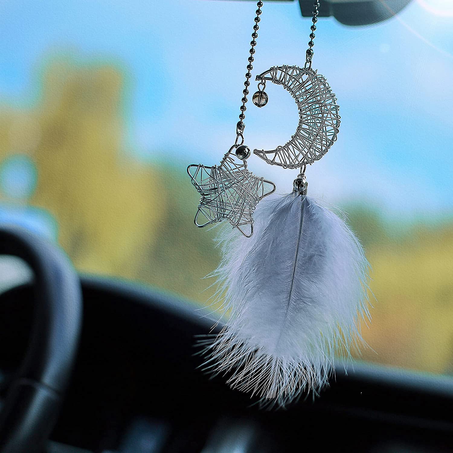 

Car Pendant, Rearview Mirror, Accessory, Starmmoon Dream Catcher, Car Accessories, Car Dress-Up, Car, Decoration, серый