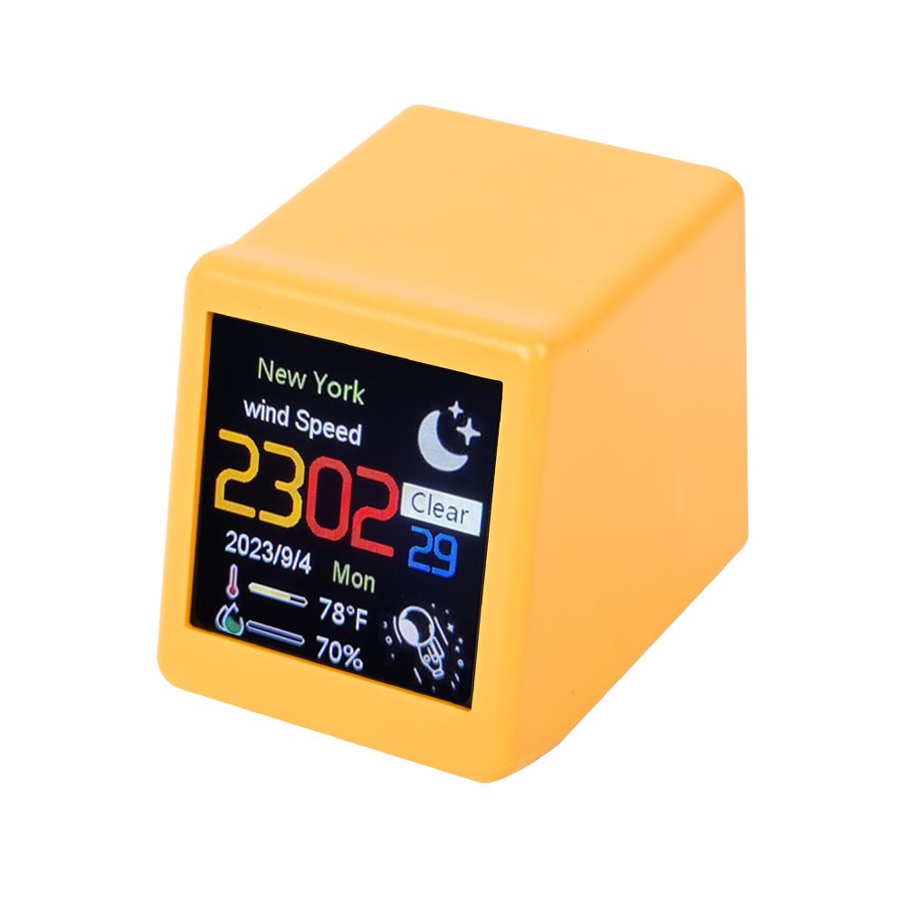Smart weather clock electronic photo album weather station animation display WiFi networking automatic update desktop ornament жёлтый