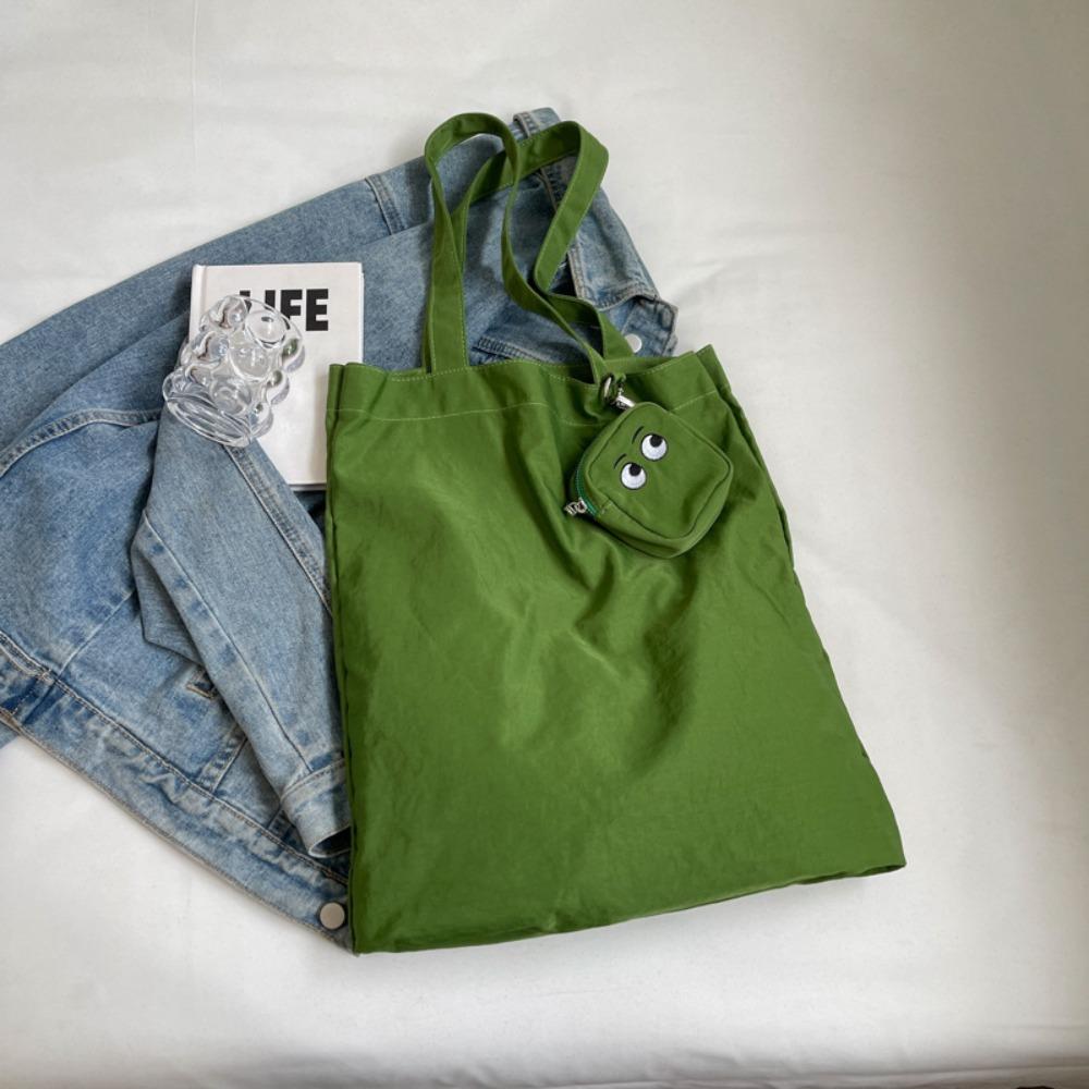 With Storage Bag Solid Color Shoulder Bag Shopping Bag Colorful Handbag  Students