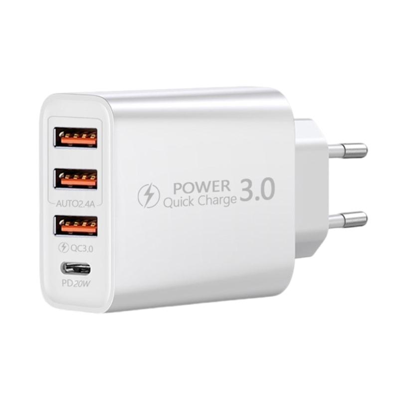 To Europe Charger With 3 USB Type C Port Fast Charging Universal Travel Adapters For Multiple Devices