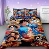 Duvet Cover One Piece Kids Cartoon Luffy Bedding Set with 2 Pillowcases Soft and Cozy Bedroom Bed Decor Teens Boys Gifts