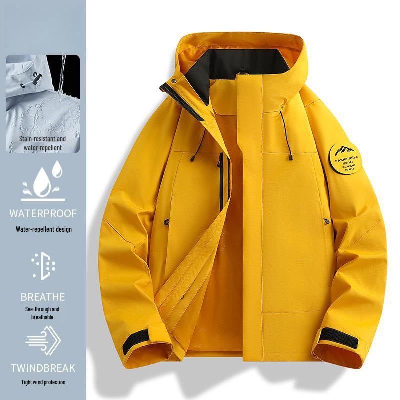 Camel Unisex 3-in-1 Mountaineering Jacket: Graphene-Lined, Windproof, Waterproof, and Warm, New Style, Two-Piece Set.