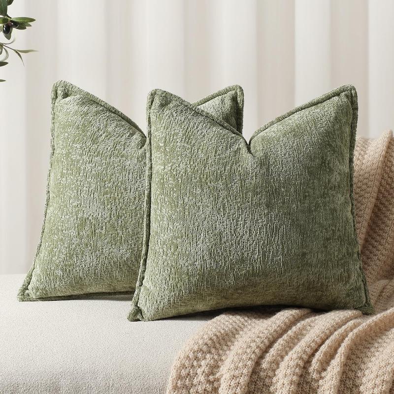 Soft Solid Color Chenille Pillow Hotel and Homestay Cushions Home Sofa Bed Decoration Pillow Thicken Wear-resistant Removable and Washable Pillowcase