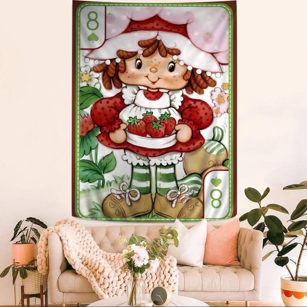 Cartoon Strawberry Shortcake DIY Wall Tapestry Art Science Fiction Room Home Decor Wall Art Decor