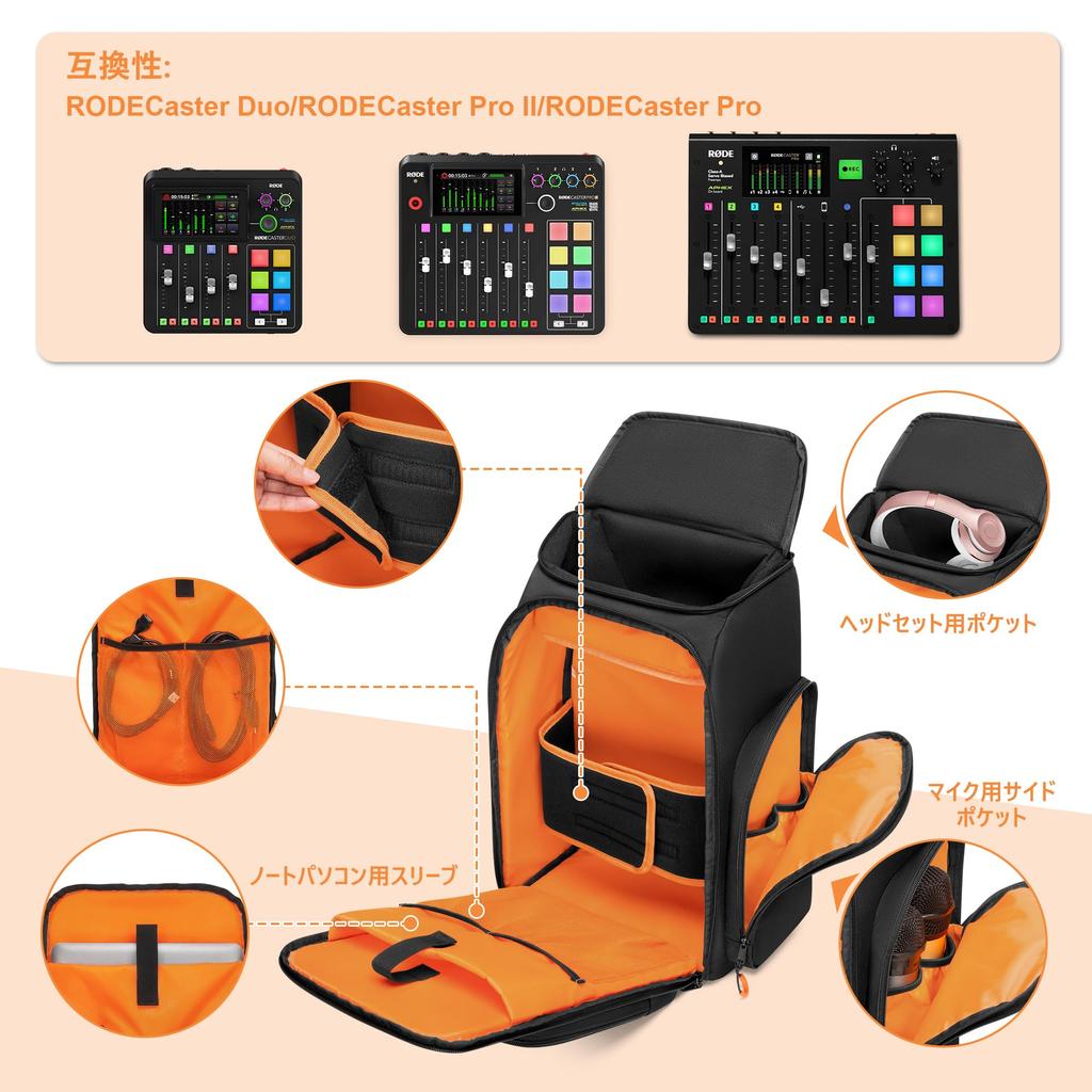 Trunab Mixer Case for RODE, Mixer Bag, Compatible with RODECaster Pro/RODECaster Pro II/RC Duo/YAMAHA 6-Channel AG06/AG06MK2 Audio Mixers