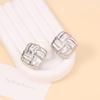 European and American Retro High-end Twist Field Grid Design Stud Earrings, Niche Simple and Versatile Style