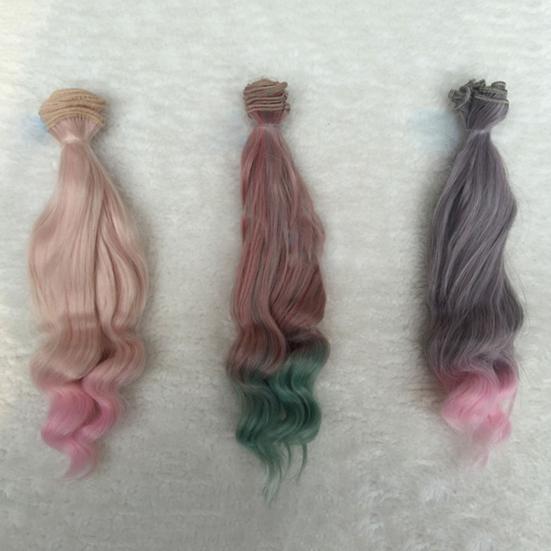 Wig Gradient Curly Doll Accessories Long Heat Resistant Faux Hair for