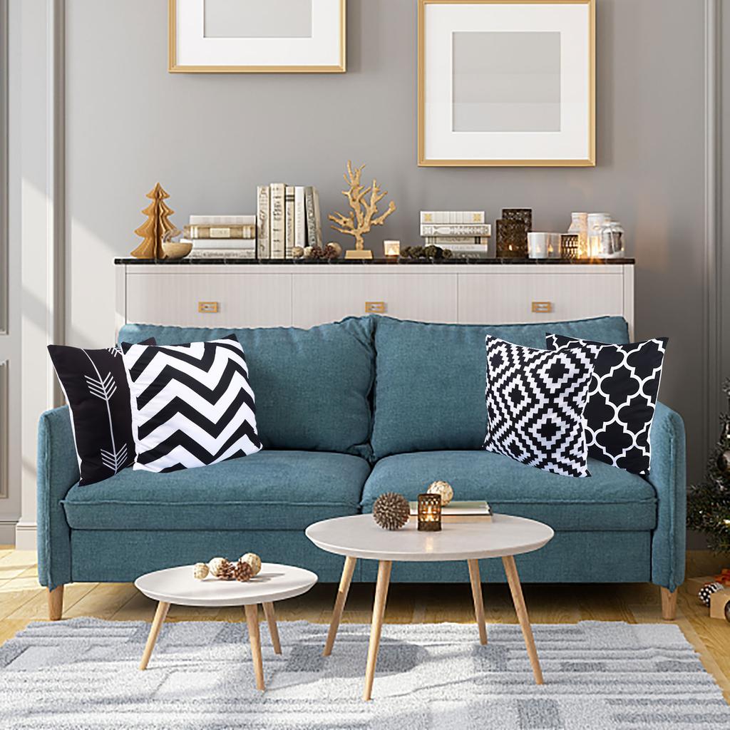 Black White Ric Pillow Covers 18X18 Inches Simple Black White Ric Pattern Pillowcase Decorative Throw Cushion