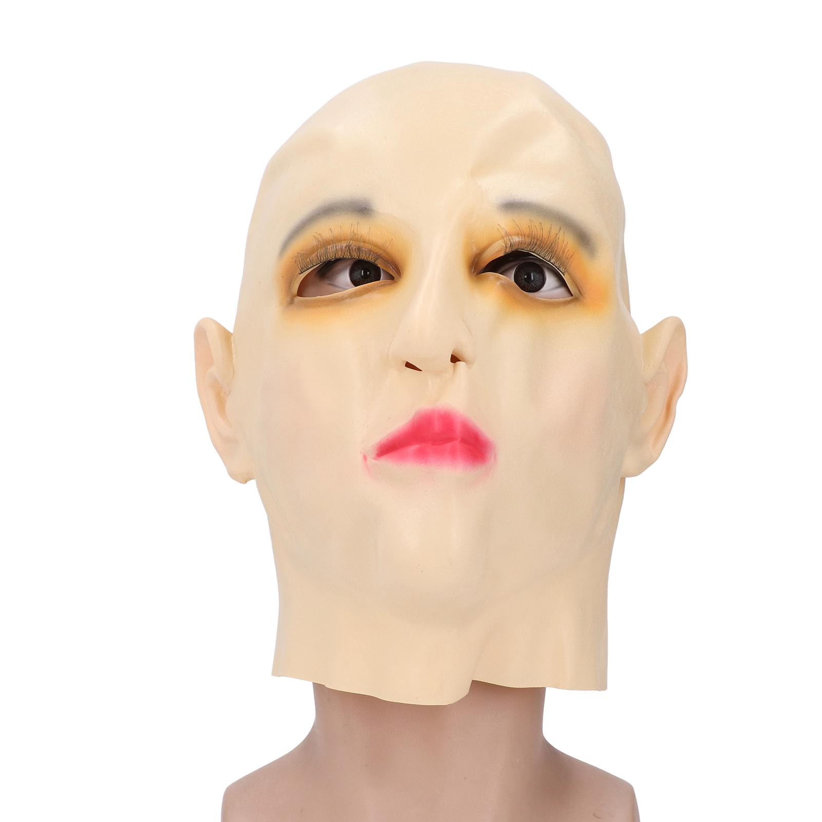 

Женский латексный чехол для лица, новинка, реквизит для вечеринки, латексный женский чехол для головы с тенями для век, макияж для