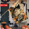 2D Flat, 2D Flat,Halloween Cat Boo Happy Pumpkin Decorative Flag X 2 (4) - Outdoor Garden Flag Double-Sided Home Decoration Courtyard Decoration Outd
