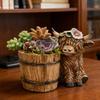 Highland Cow Planter Cute Resin Cow Flower Pot Small Decorative Plant Pot Succulents Planter for Indoor Outdoor Decor
