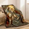 1pc 2026 New Arrivals Archangel Michael Battle with Dragon Print Flannel Throw Blanket Reversible AllSeason Contemporary Style Dig