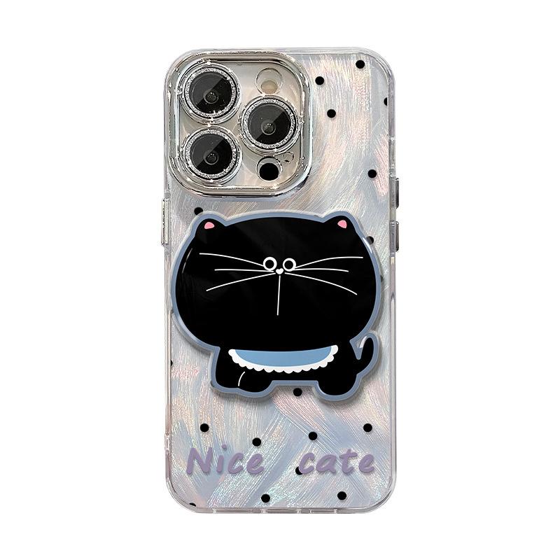 

The Polka Dot Cat Chain Is Suitable for Apple 16promax Tulle Phone Cases, 15 Magnetic Stand, 14 High-end Feel, 13 Cute iPhone 11 Pro Max