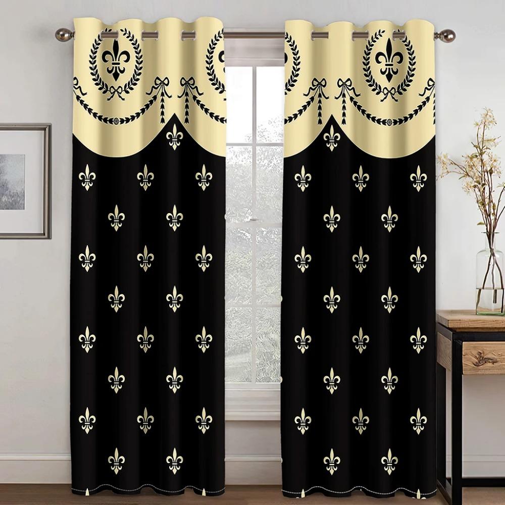 Abstract Premium Golden Black Curtains Blinds Ideal for Living Area Kids Bedchamber Bathroom Kicthen Office Door Home Decoration