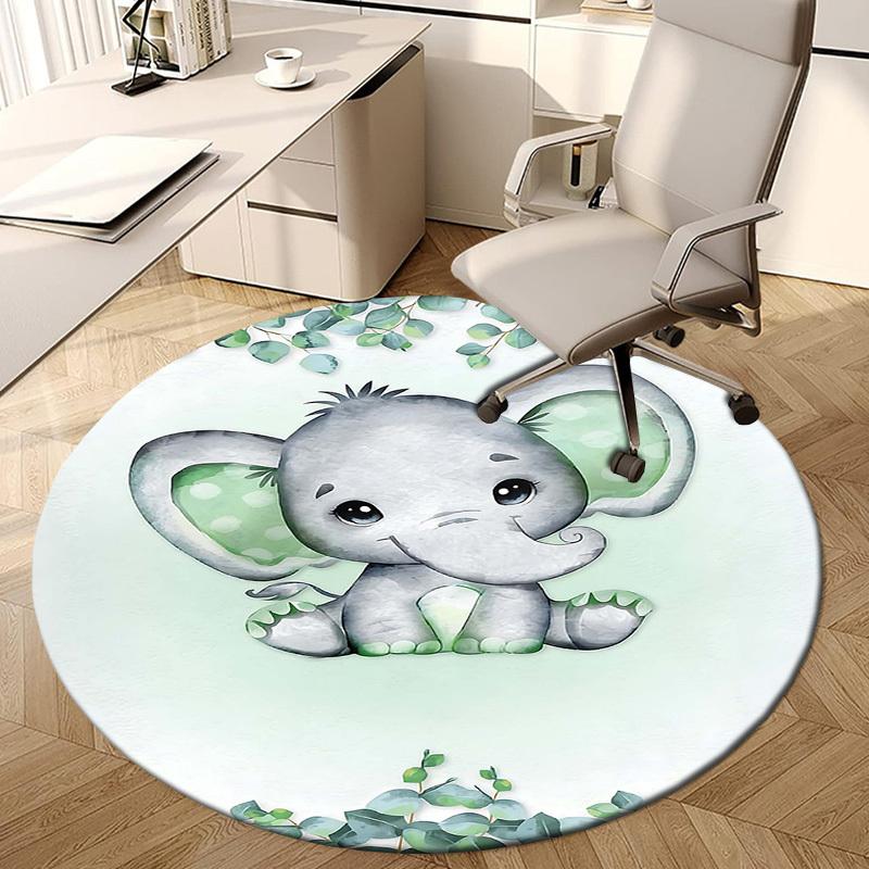 1PC Elephant Non-Slip Floor Round carpet, Office, family, bedroom, Large Area Rug Indoor Rugs, Durable PolyesterH0320