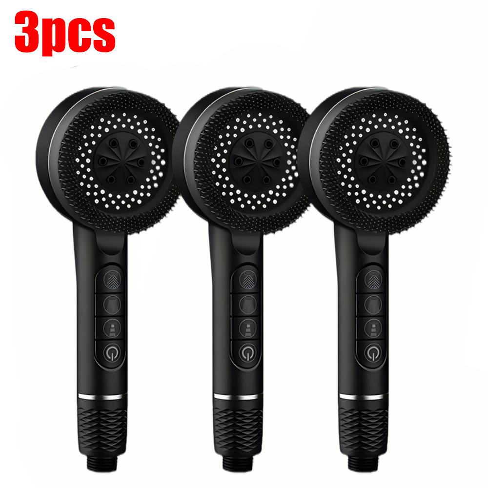 4 Modes Massage Brush Shower Head Large Flow High Pressure Water Saving Handheld Showerhead One-Key Stop Water Shower Nozzle
