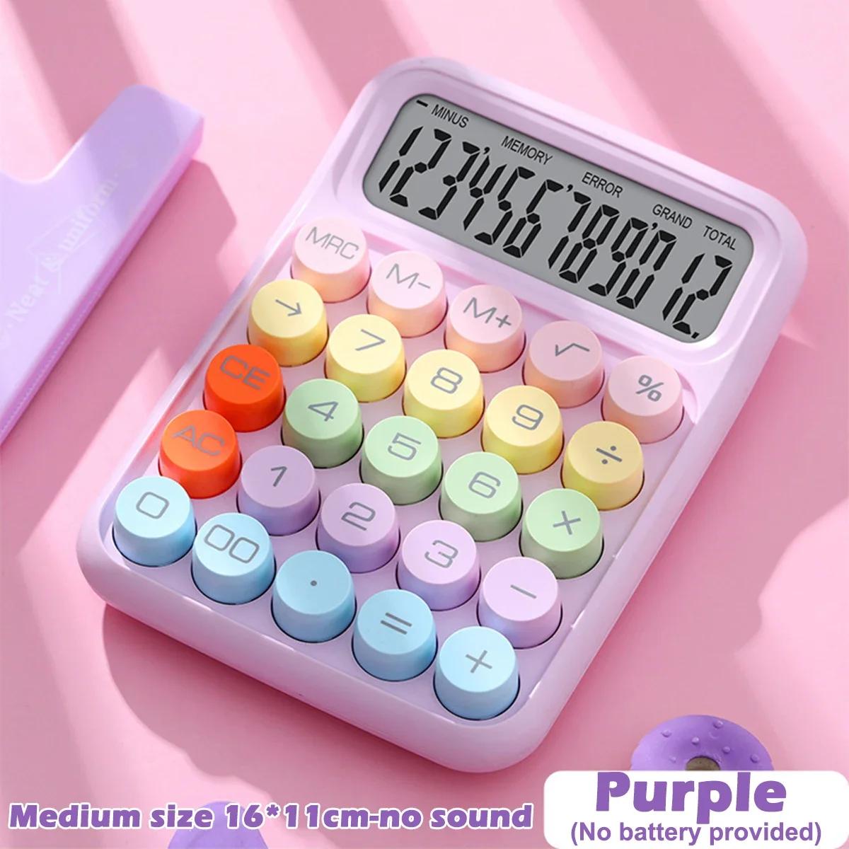 

1pc Keyboard Calculator Office 12-digit Mechanical Calculator Cute Candy Color Calculator Battery not included