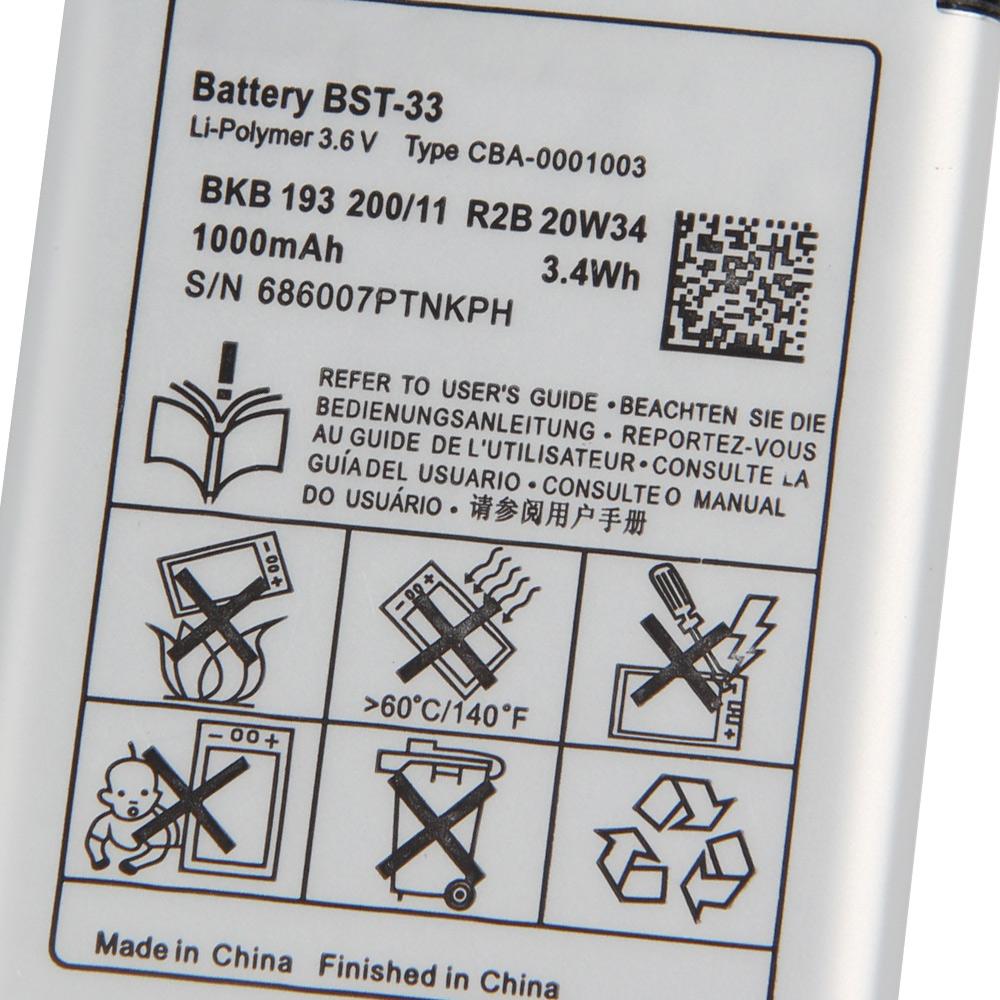 Rechargeable Lithium Battery For SONY W610 W660 T715 G705 P1 U1 W850 W830 U10 K790 BST-33 Phone Battery 950mAh