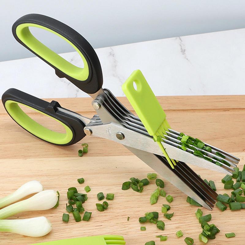 Multi Layer Scissor Kitchen Shears 5 Blade Stainless Steel Scallion Cutter Laver Spices Herb Chive Cutter For Cutting Cilantro
