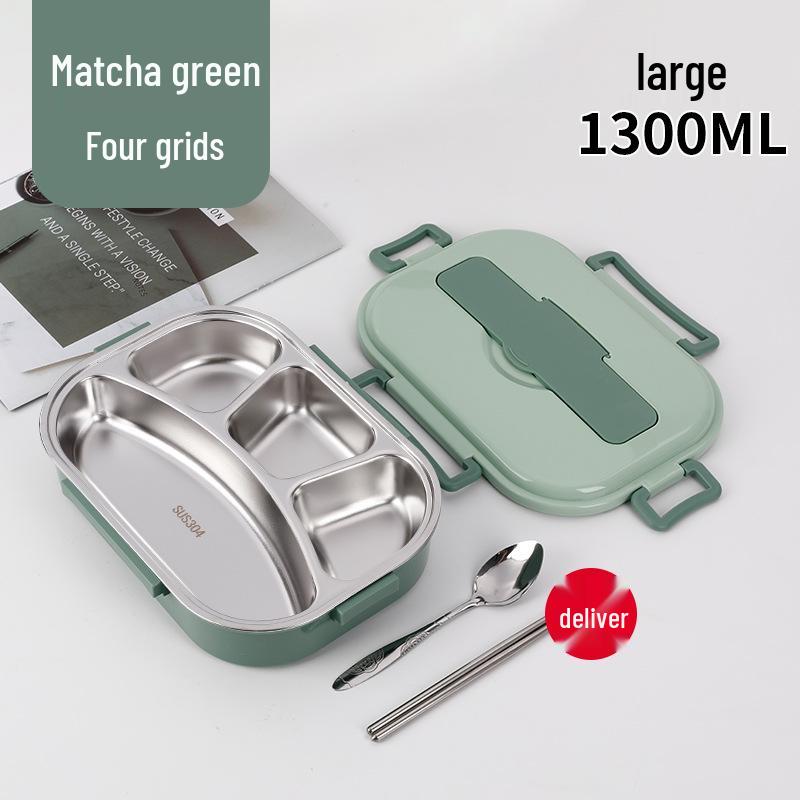 Fiambrera Bento Portátil de Acero Inoxidable 304 con Separadores – Gran Capacidad, Diseño de Hebilla Cuadrada, Estilo Nórdico para Estudiantes