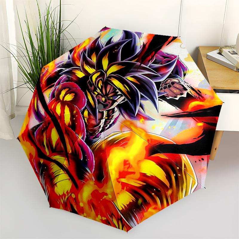 

1pc Dragon Ball Super Saiyan Goku Outdoor Umbrella - Automatic Opening/Closing, Portable 3-Fold Design with 8-Rib Iron Frame - Perfect Gift for Fans,