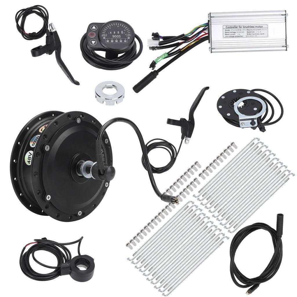 Elektrofahrrad Umrüstsatz 48V 500W Vorderrad Nabenmotor Set mit KT‑900S Display Anzeige für 12G Rad