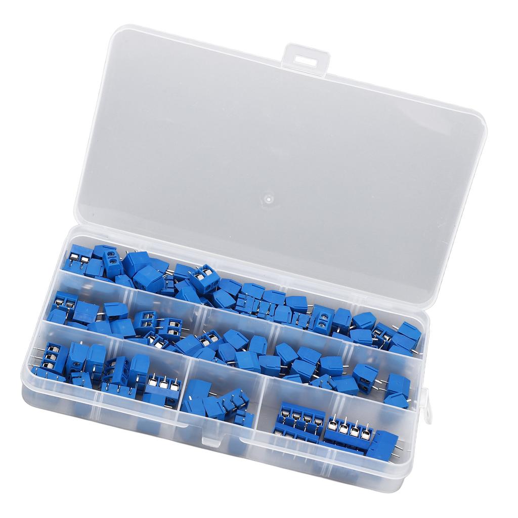 100 Stück Leiterplattenmontage Schraubklemmenblockverbinder 2-polig 3-polig 4-polig 10A 300V 5mm Raster für