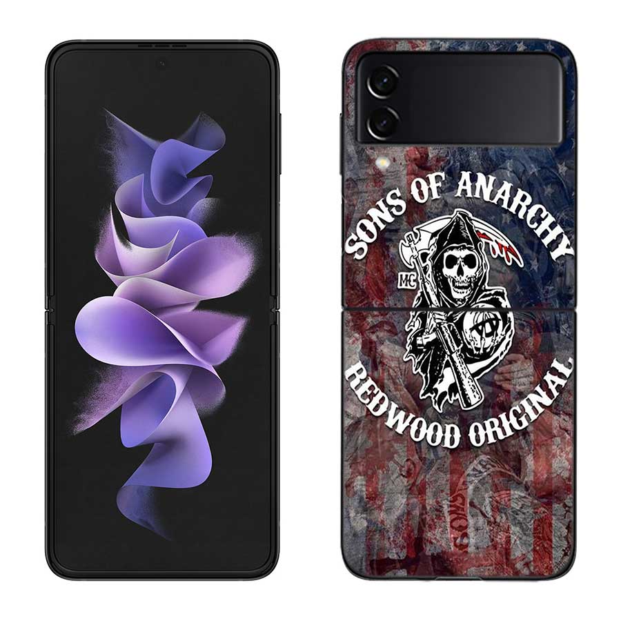 Sons of Anarchy Phone Case For Samsung Z Flip 7 6 5G Galaxy Z Flip 5 4 3 Black Hard Cell Cover Luxury PC Shell Coque