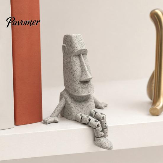 Collectible Moai Souvenir 3D Printed Articulated Statue Ornament, Movable Joints Figurine, Stable Stone One-piece Molded Figure Texture Sculpture for