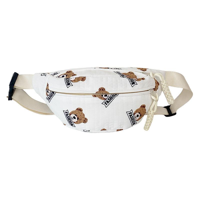 Trendy Nylon Bear Print Chest Bag For Casual Wear With Stylish Fresh Sweet Design