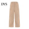 Pantaloni a coste a vita media a gamba larga da donna Vita elasticizzata Chiusura con bottone e zip Gamba larga Pantaloni casual con tasche Colore unito Pantaloni a barile