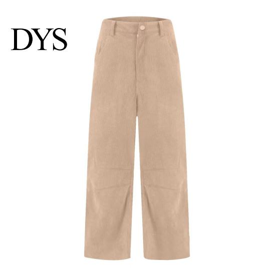 Pantaloni a coste a vita media a gamba larga da donna Vita elasticizzata Chiusura con bottone e zip Gamba larga Pantaloni casual con tasche Colore unito Pantaloni a barile