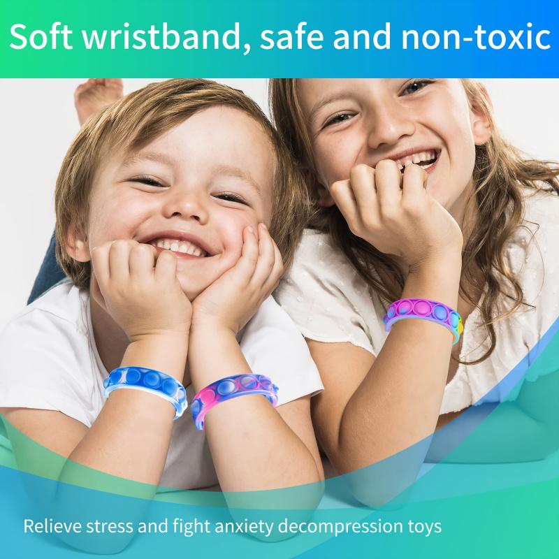 10pcs Pop Bracelets, Mini Pop Toys, Party Favors for Kids, Wrist Strap Fidget Toys Pack, Fidget Toys for Girils Boys, Fidget Toy
