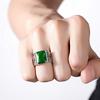 Domineering Hollow Pattern Emerald Ring Green Zirconia Asscher Rectangular