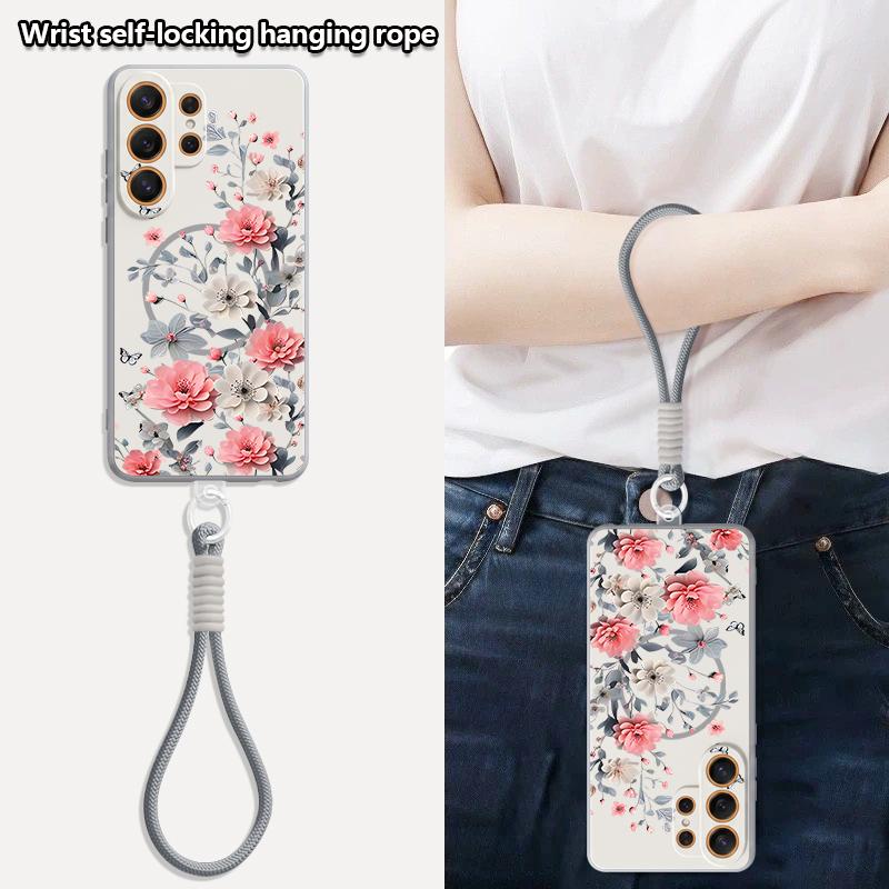 INS Floral Pattern Case For Samsung S26 Ultra S25 FE S24 S24 Plus A57 A37 A17 A56 A36 A16 A55 A35 A15 A54 5G Hybrid Magnetic Matte Cover