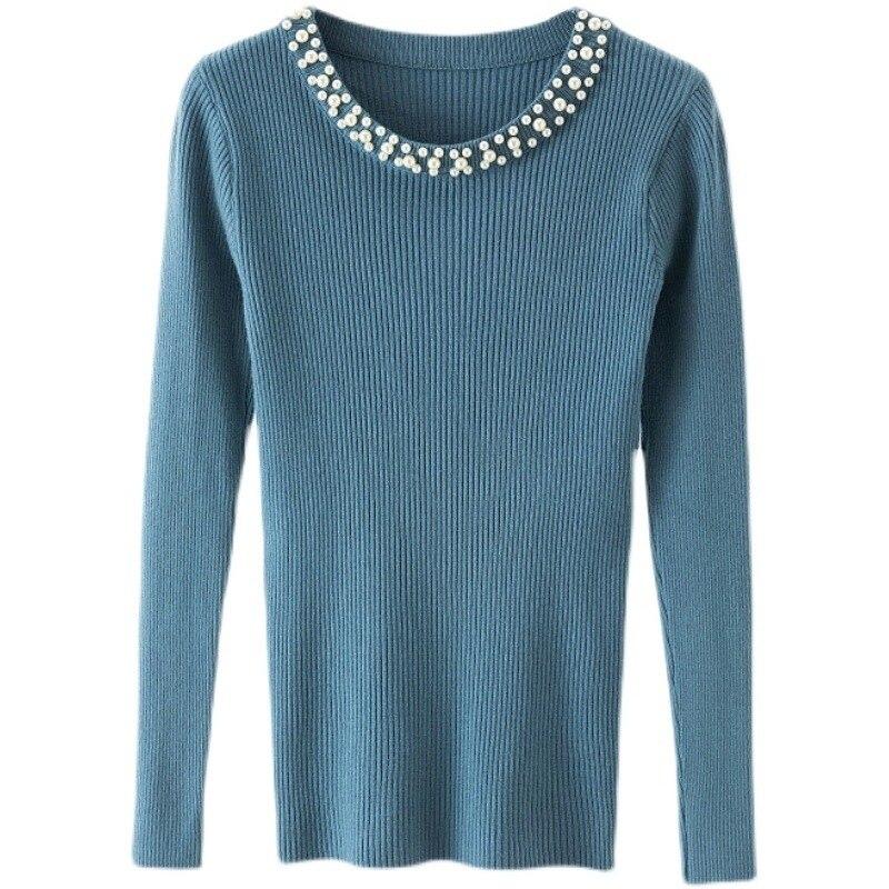 2023 Podzimní Svetr Zimní Móda Dámský Slim Pulovr O-Výstřih Dlouhý Rukáv Spodní Svetry Kancelářský Pletený Top Spodní Pleteniny 28743