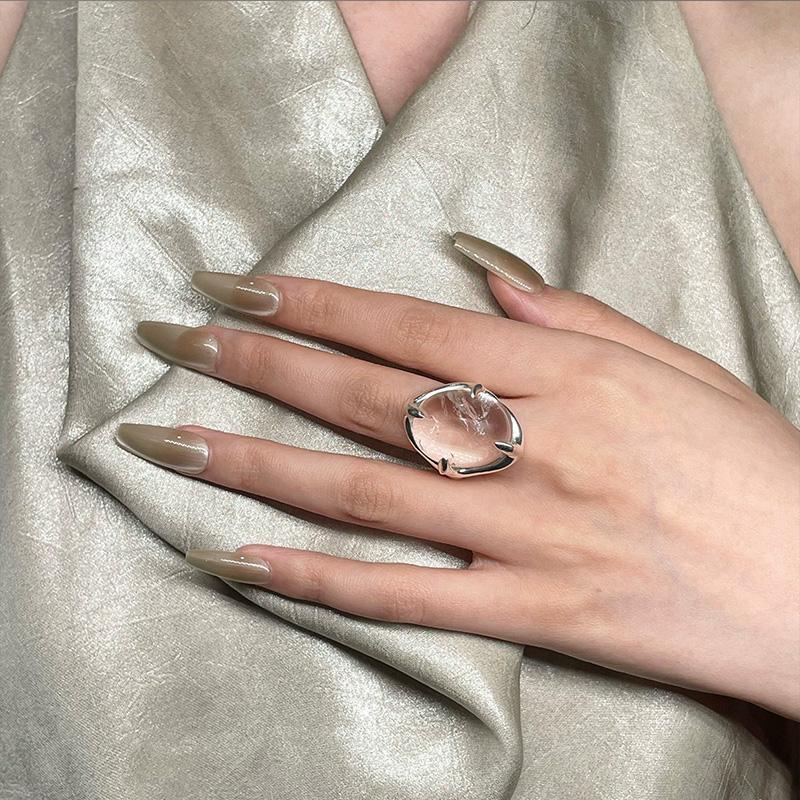 Korean Fashion New Jewelry Gift Party Wholesale Anillos Geometric Transparent Crystal Adjustable Open Rings for Women