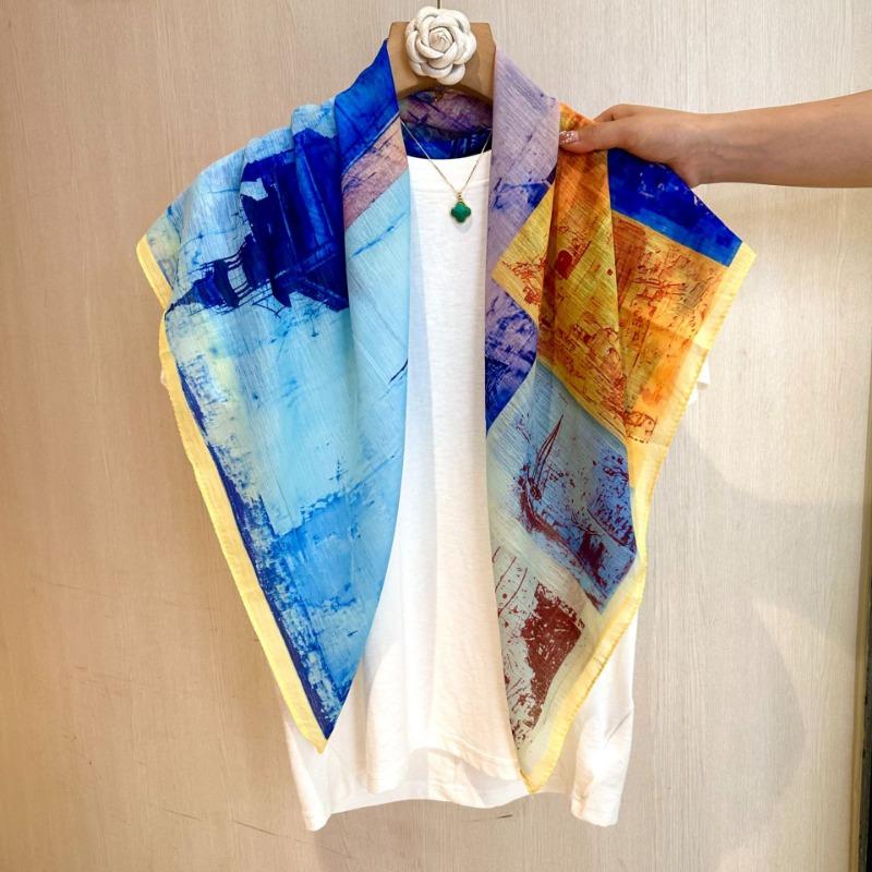 New Chinese Style 90cm Square Scarf Women S Versatile Doli Yarn Scarf For Head And Shoulder