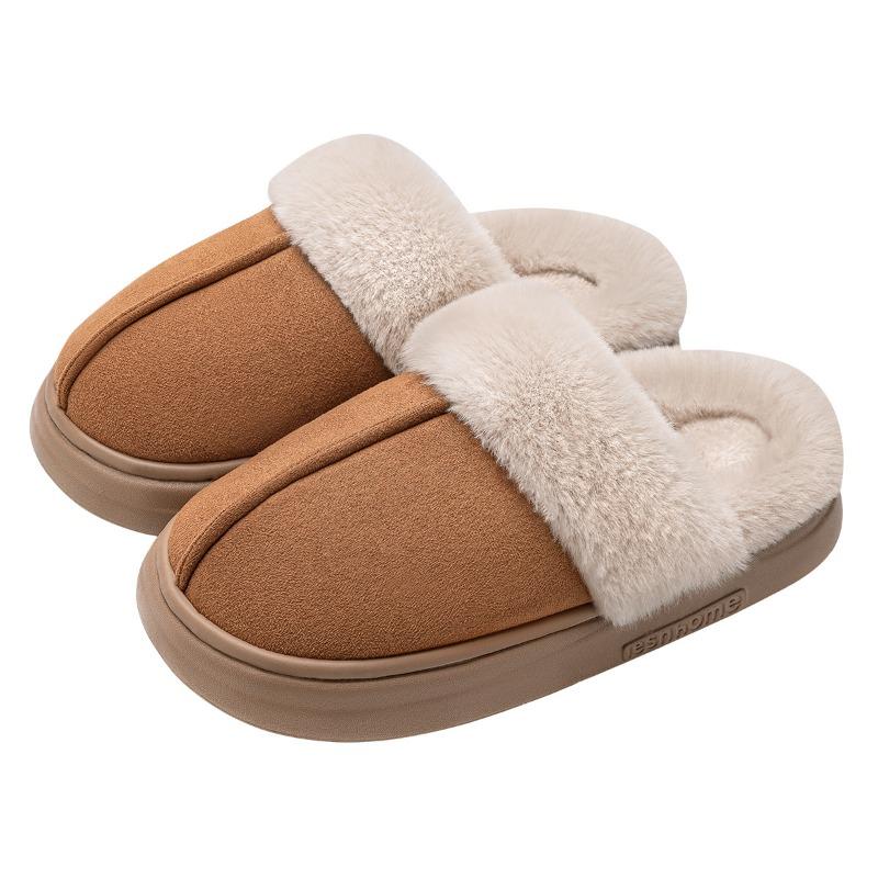 Cotton slippers women's autumn and winter indoor home thick bottom office replacement fluffy slippers