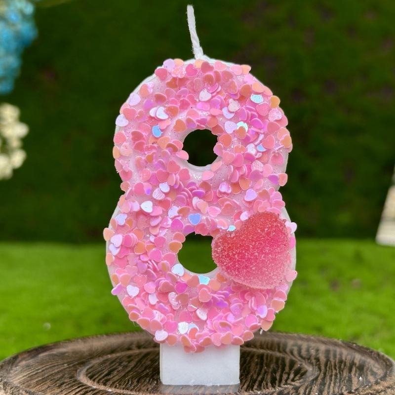 Digitale Geburtstagskerzen Kuchen Dekoration Erster Geburtstag Feier Rosa Liebesherz