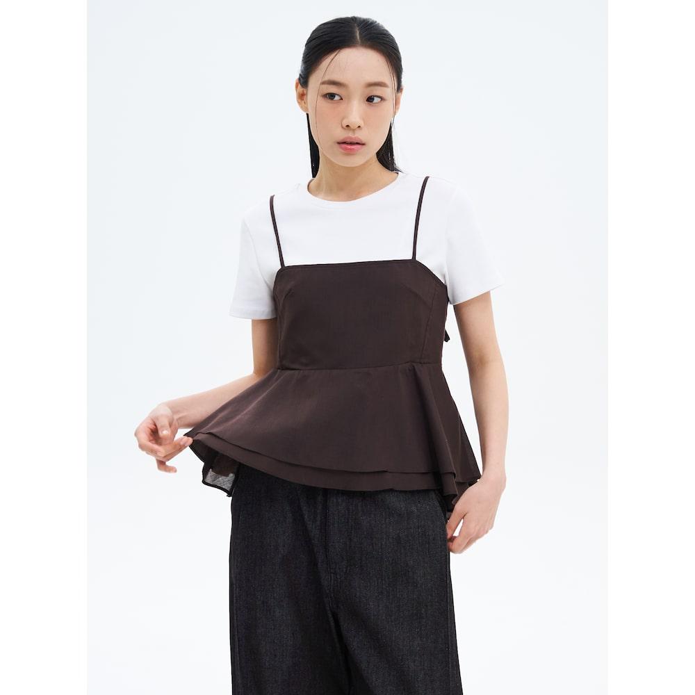 8Seconds Peplum Bustier Top Brown Dark Brown/L