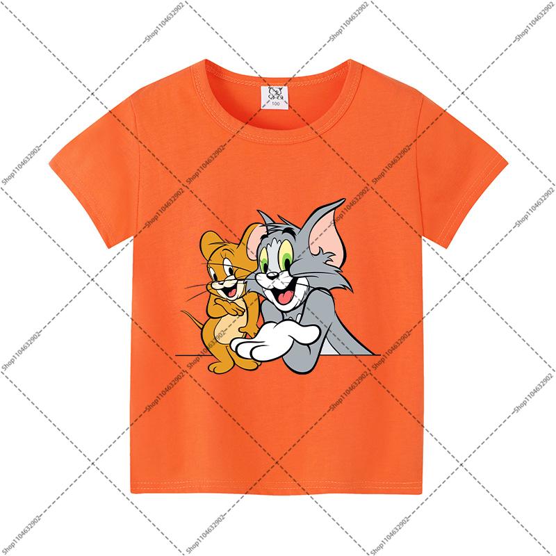 Tom and Jerry Cute T-shirts Cartoon Anime Pattern Printed Short Sleeve Unisex Summer Clothes Comfortable Breathable T-shirt Gift
