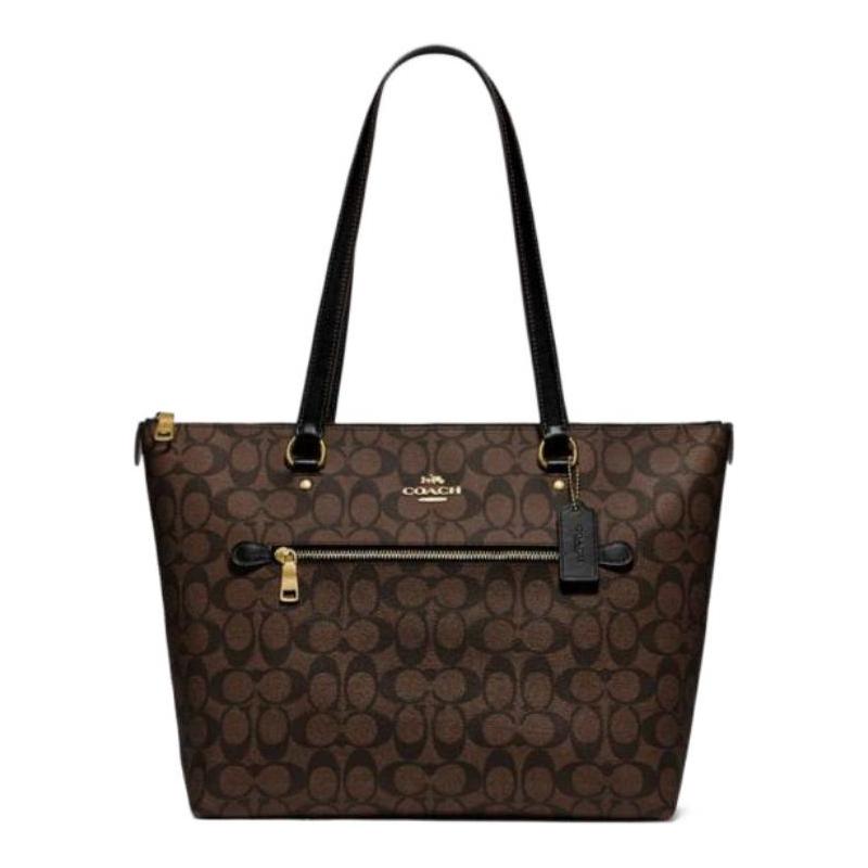 Coach Gallery 32 Presbyopia Canvas with Leather Tote Bag Shopping Bag Hand-held Shoulder Bag Large Women’s Dark Brown