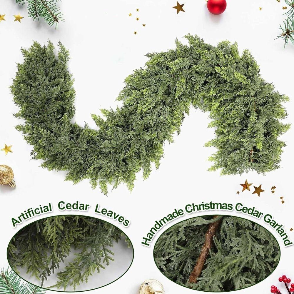 1.8/2.7m Artificial Norfolk Pine Garlands Wall Hanging Green Christmas Pine Wreath PE Soft Cedar Greenery Rattan Staircase