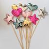 Peach Heart, Star, Snowflake, and Crown Cake Decoration Toppers for Birthdays